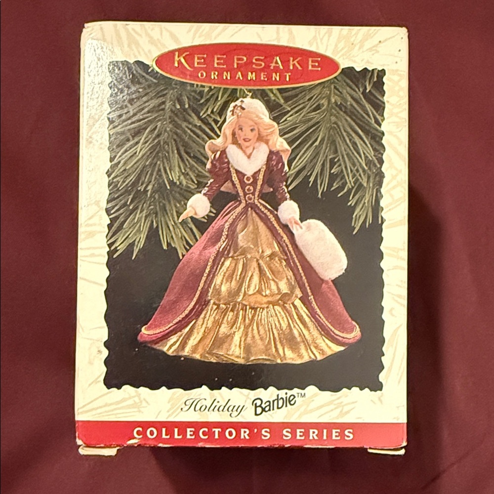 Keepsake Holiday Barbie Collector's Ornament - Burgundy & Gold 1996